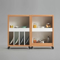 듀르 이동식 다용도 책장 세트 2단 (착불), 색상:아카시아화이트