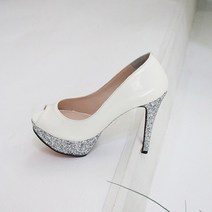 펄 슈즈 글리터 드레스 구두 웨딩 슈즈 12cm