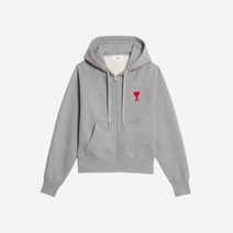 아미 스몰 하트 로고 후드 집업 그레이 AMI de Coeur Zipped 후드 Grey