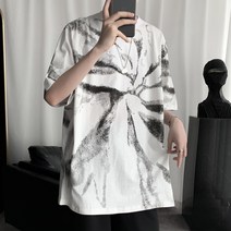 KORELAN 아메리칸 하이 스트리트 티셔츠 남성 트렌드 쿨 디아블로 디자인 나염 반팔 러쉬 커플 반팔