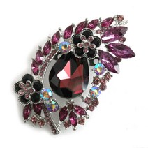 스와로브스키 크리스탈 바이올렛 보라색 앞가슴 장신구 고퀄리티 패션소품 정장 브로치 I