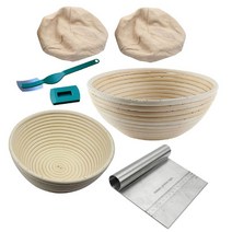 반느통 바네통 깜빠뉴 발효바구니 6pcs 빵 banneton 교정 바구니 베이킹 그릇 반죽 이동식 라이너 및 베이커용 스크레이퍼 도구 포함 바구니 증명, 밝은 회색