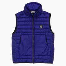 스톤아일랜드 (당일) 22FW 로고 패치 립스탑 블루 패딩 조끼 7615G0224 V0022