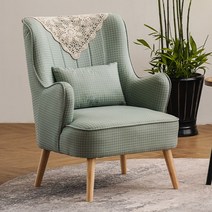 싱글소파 패브릭 의자 1인용 빈티지 윙체어 카페, C 소파+허리베개