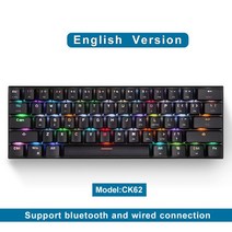 가상키보드 Mini Motospeed CK62 Gaming Mechanical Keyboard USB Wired/Bluetooth Dual Mode 61 Keys RGB, 한개옵션2, 06 Black, 01 블루 스위치
