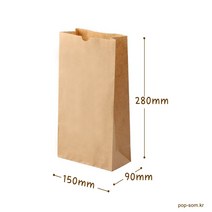 (신제품)친환경 크라프트 식품봉투 엄지타공( 150*90*280mm)대100장, 100g, 1