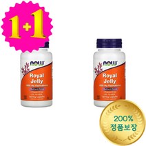 1+1 나우푸드 꿀벌 로얄 젤리 로열 제리 Royal Jelly 1500 mg 60 베지 캡슐, 1개, 기본