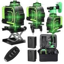 고성능 레이져 레벨기 수평기 kkmoon 4d 16 라인 도구 3° 셀프 링 기능이 있는 수직 수평 라인 녹색 빛이 있는 360°, 두 개의 eu 플러그를 설정