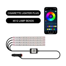 자동차 익스테리어용 48 LED 자동차 인테리어 앰비언트 발 조명 USB 무선 원격 음악 앱 제어 RGB 분위기, 한개옵션1, 01 48LED Dreamcolor Cig
