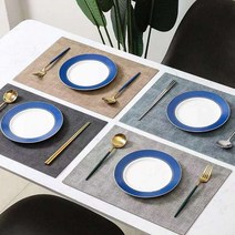 제이와이씨 가죽 식탁매트 방수 식탁 테이블매트 4개, 브라운