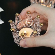리빙셀렉트 크라운 캔들 티라이트 홀더 소품 보관, 투명