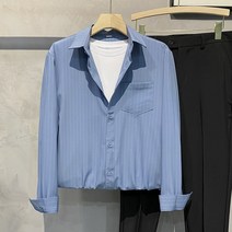 남자블랙셔츠 봄가을 계절 고퀄리티 감각 줄무늬셔츠 남성 긴 소매 비지니스 캐쥬얼 링클프리 와이셔츠 4089822676