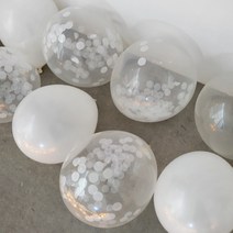 컨페티풍선(10P/30P)-화이트 12인치 풍선 벌룬 파티 프로포즈 웨딩 브라이덜 용품 기념일 셀프 홈파티 장식 꾸미기 소품, 컨페티풍선(30P)-화이트