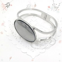 후야몰/대량구매 원터치 타원 팔찌 5개세트 공방 수업용 반제품 프랑스자수 퀼트, CM15-원터치타원팔찌-은색5개