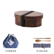 일본풍 복고풍 감성 나무 원목 도시락 통 캠핑용 2단, B