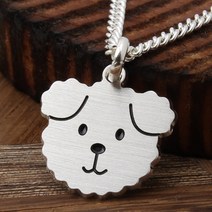 골드앤스톤 강아지 푸들 머리 은 미아방지 목걸이