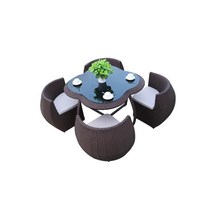 라탄 테이블 세트 야외 카페 테라스 루프탑 호텔 바, E