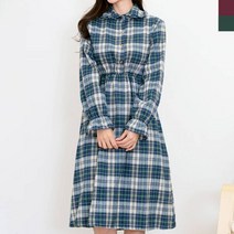 BBT 602 여자체크레이스카라밴딩원피스 체크원피스 여자원피스 가을원피스 카라 체크 밴딩 원피스 겨울원피스 카라원피스 여성의류