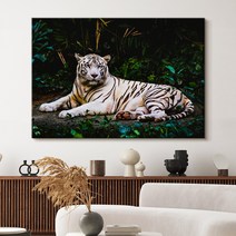 더 아트 컴퍼니 우리 집 지켜주는 성공하는 액운방지 수맥차단 액운막는 황호 백호 호랑이 사업운 금전운 명예운 재물운 와이드 사진 그림 액자 47종 (24-47), 37. 평화 근엄백호