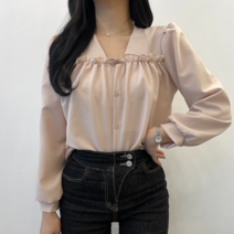 VANANA2 찰랑 원단 페미닌 프릴 셔츠 블라우스 3color