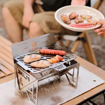 숯불착화기 꼬치구이기계 일회용석쇠 미니화로 화로구이 스테인레스 스틸 캠핑 그릴 스토브 접이식 야외