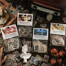 빈티지 인물 라벨 우표 조각 화지 스티커 100장 4종, 4.우표 (ST-2787)