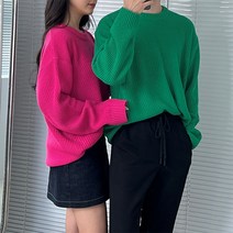 치트키 커플 포버 와플 짜임 라운드 니트
