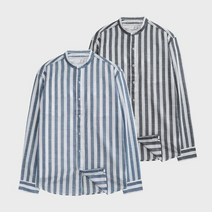 화이트빌딩 스트라이프 린넨 긴팔 셔츠 차이나카라 남자 남방