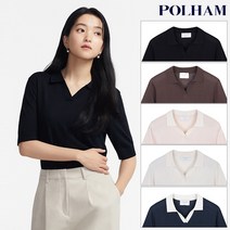 [폴햄] PHD2ER2020 여성 워셔블 슬릿카라 풀오버 반팔 티셔츠