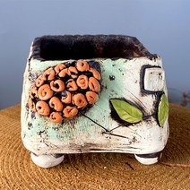 다육맘 수제화분 다육화분 도향#328, 오렌지, 1개