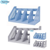 4단 책꽂이 2종 택1 회색 탁상용책꽂이 간이책장 책상위책장 책상용책장 책상용책꽂이 책상책꽂이, 하늘색