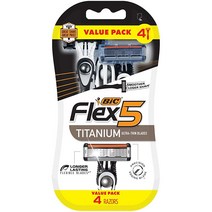 BC Flex 5 티타늄 5블레이드 일회용 면도기 부드럽고 편안하며 밀착된 면도 피부 4피스 세트
