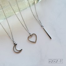 라라앤 ﻿ALL써지컬 일자 심플 하트 달 펜던트 목걸이 데일리 우정 커플템