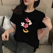 KORELAN 순면 반팔녀 인즈 서머 캐릭터 미키한판 루즈핏 미키마우스 반팔티 상의
