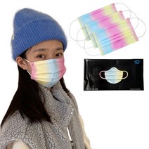 갓쉴드 무지개마스크 알록달록 그라데이션 레인보우 제니 덴탈 마스크, 중형, 50매