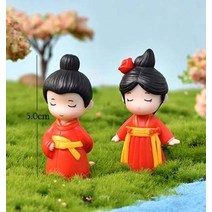연인 피규어 커플 미니어처 데스크탑 홈 장식 사람들 소년 소녀 모델 공주 요정 그놈 발렌타인 데이 선물 인형 집, 레드 세트 5cm