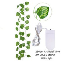 센터피스 2.3m 인공 기는 녹색 잎 비 포도 나무 2m led 문자열 조명 diy 잎, zy628set4white