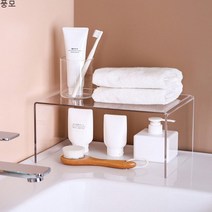 투명 아크릴 ㄷ자 테이블 다용도 수납 선반 주방 싱크대 상부장 하부장 책상 냉장고 정리대 다용도 다목적, 가로 30cm 세로 18cm 높이 15cm