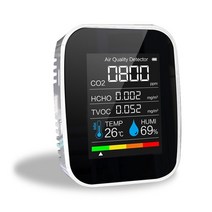 5in 1 CO2 Meter Digital Temperature Humidity Sensor Tester Air Quality Monitor Detector Carbon Dioxi, 협동사, 흰색 5 in 1