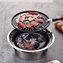 업소용 고기불판 숯불 가정용 1인 화로 삼겹살불판 스테인레스 스틸 한국어 숯 오븐 상업, 화로(S)
