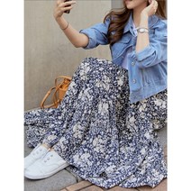 찰랑찰랑 짱 꽃무늬 캉캉 롱 스커트 플라워 캉캉치마