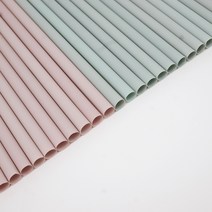 생분해 컬러 빨대 핑크 그린 21cm 100개 개별포장 PLA 친환경 옥수수, AMADO핑크