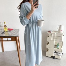 브이와이 VY 여자 드로우코드 민무늬 큰사이즈 롱원피스