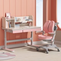 에스메라다 어린이 바른자세 높이조절 책상 의자 세트 기본형, 핑크 세트