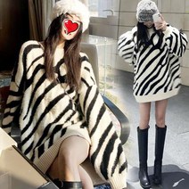 세련된 프린트 긴팔 패션 포인트 코트 패턴 맨투맨 지브라니트 데일리 루즈핏