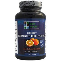 Green Pasture 오렌지맛 간유 120캡슐 Blue Ice Fermented Cod Liver Oil, 1통