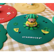 스타벅스 실리콘 컵 뚜껑 커버 머그리드 덮개, 13 노란 수박 (종류무관 3개이상 주문가능)