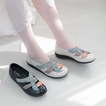 아이슈즈 [아이슈즈] 여성 리프 가죽 펀칭 통굽단화 83249