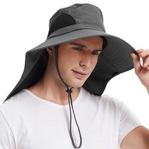 EINSKEY 남성여성용 햇빛 차단 모자 방수 와이드 버크 버킷 자외선 부니햇 낚시 하이킹 정원 해변용, 06 Dark Grey (Neck Flap)