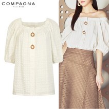 꼼빠니아 린넨 엠보싱 블라우스-CU21RB4205339A